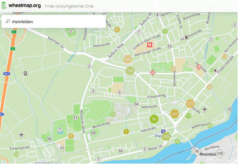 Ausschnitt aus der WheelMap-Karte