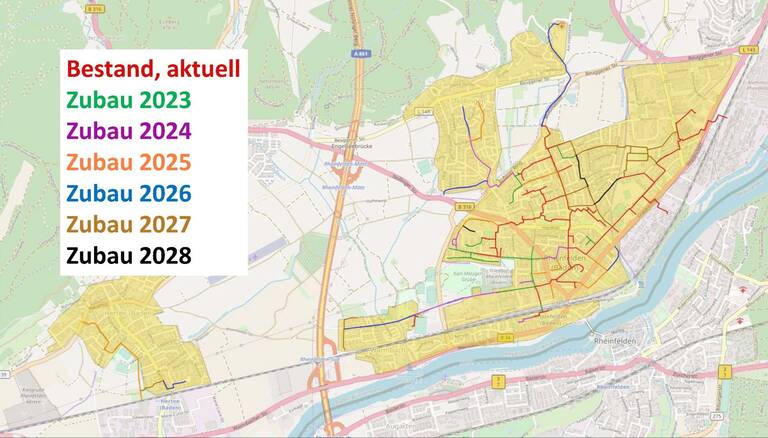 Ausbauplan des Nahwärmenetzes auf fünf Jahre.