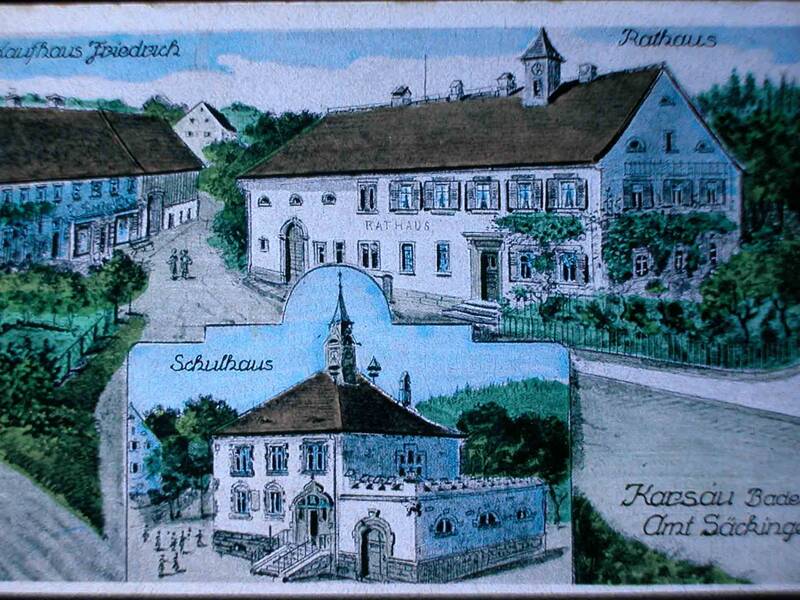 Historische Postkarte: Schulhaus Karsau