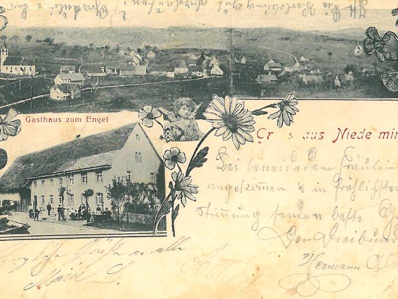 Historische Postkarte: Engel Minseln