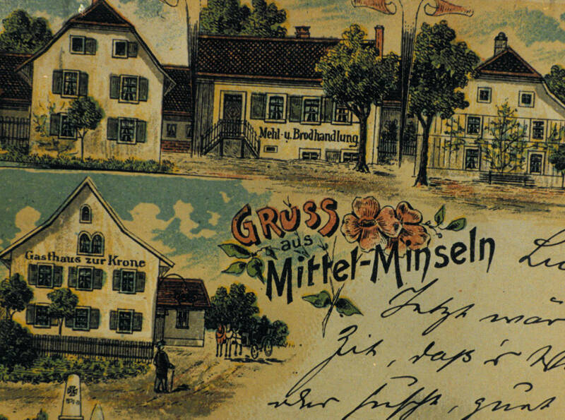 Historische Postkarte: Verschiedene Ansichten aus Minseln