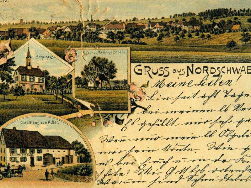 Historische Postkarte: Ansichten aus Nordschwaben um 1913