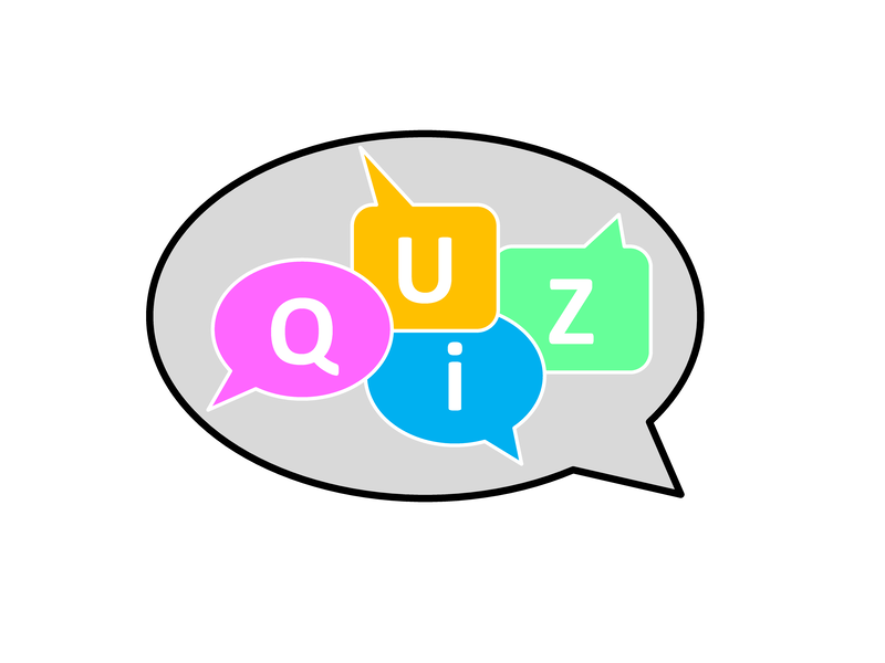 Eine Sprechblase mit den Buchstaben QUIZ