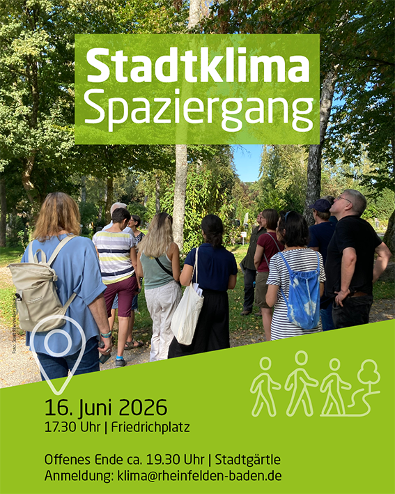 Ein Plakat zu einer Veranstaltung "Stadtklimaspaziergang" in Rheinfelden
