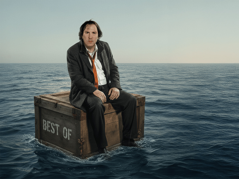 Bild von Stefan Waghubinger auf einer Kiste im Wasser.